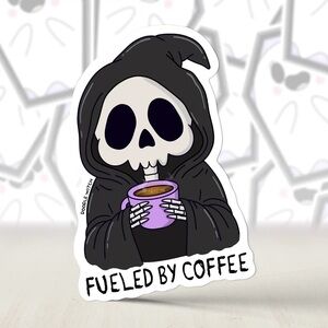 Fueled By Coffee Reaper Coffee Sticker